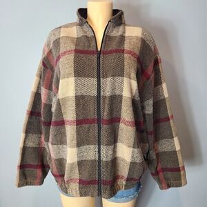 Vintage Maxson Tapestry  Zip Up Jacket 90s Sweater Plaid Cottage Y2K Old Money